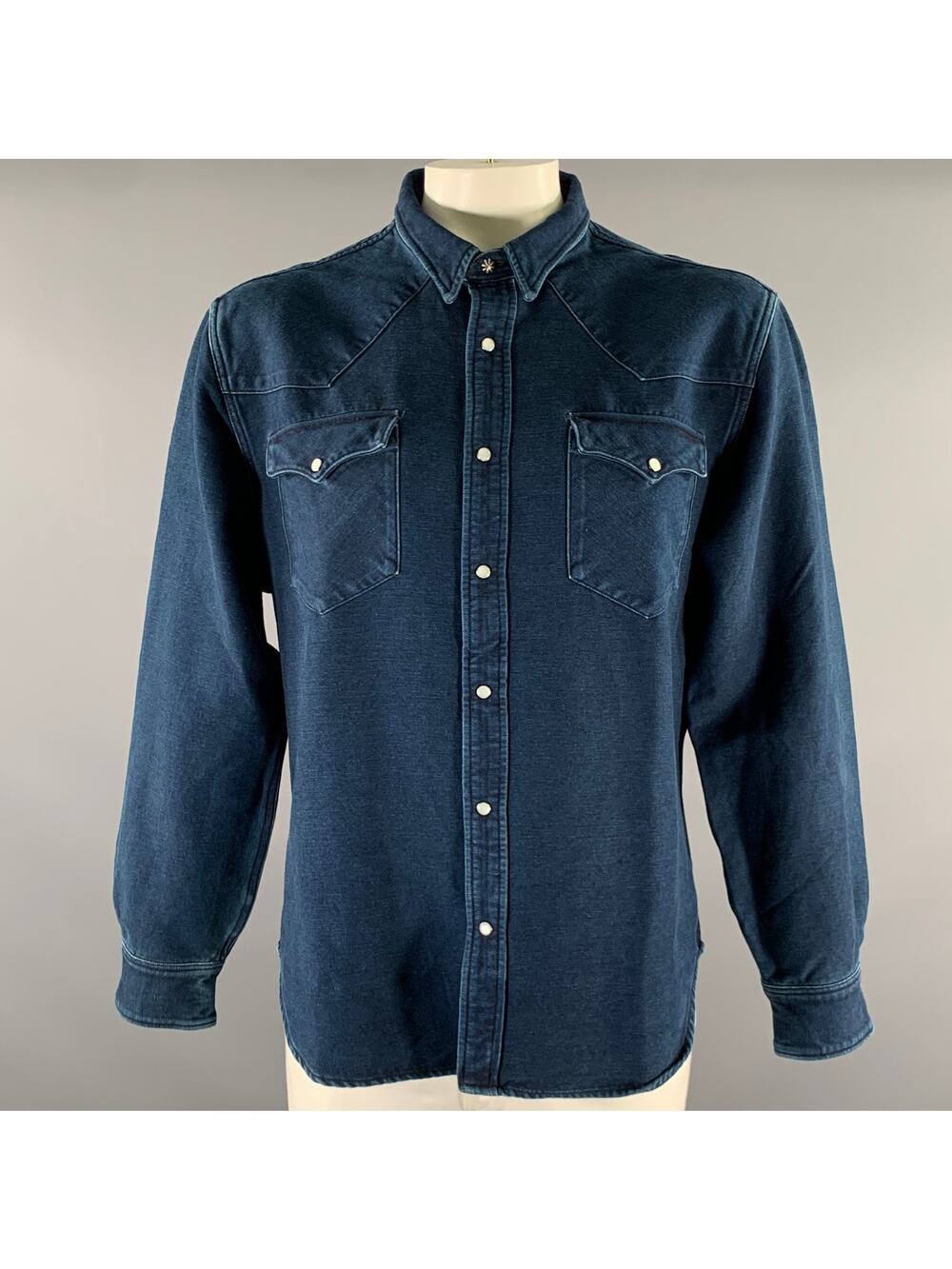 RRL by RALPH LAUREN Size XXL Navy Indigo Cotton Western Shirt Jacket